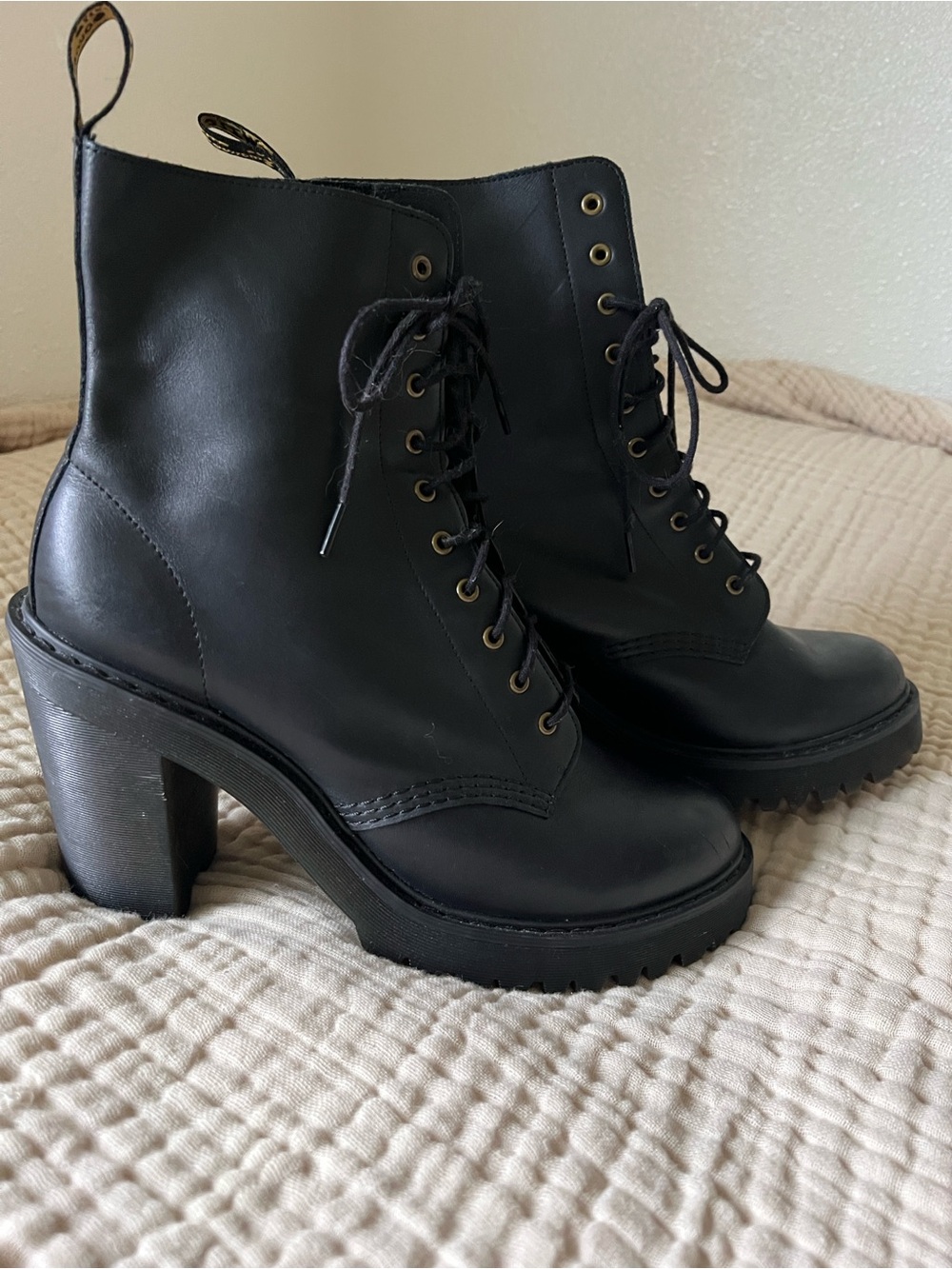 Dr. Martens Black Lace-Up Platform Heel Boots - Women's